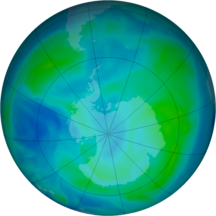 Antarctic ozone map for 02 March 2012